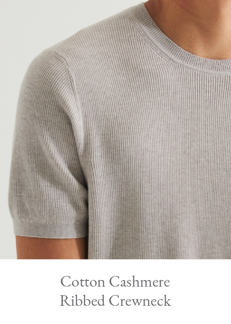 COTTON CASHMERE RIBBED CREWNECK