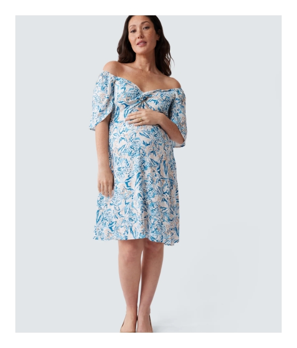 FLUTTER SLEEVE MATERNITY DRESS