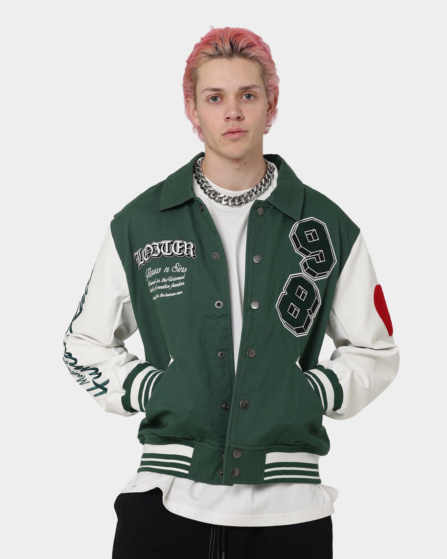 Image of Loiter Human Varsity Jacket Green