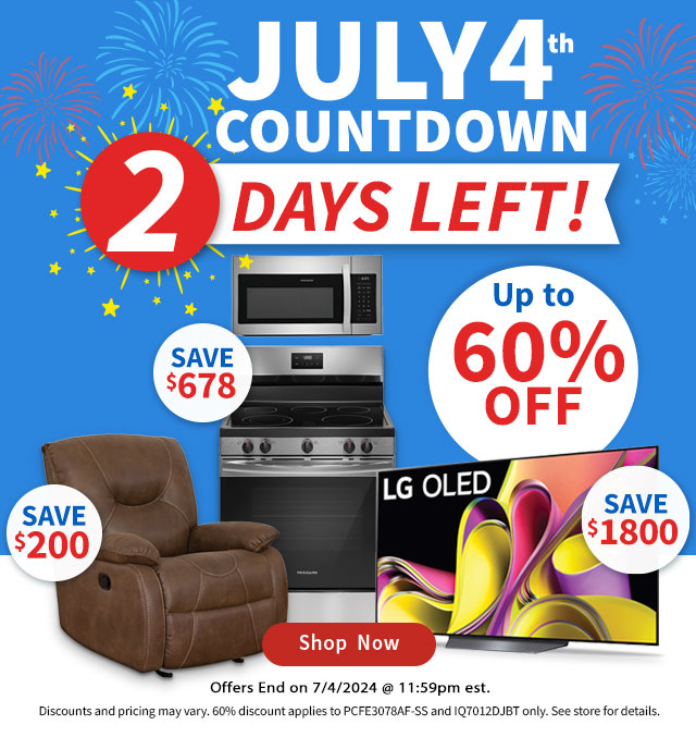 July 4th Countdown 2 Days Left! Up to 60% Off. Shop now