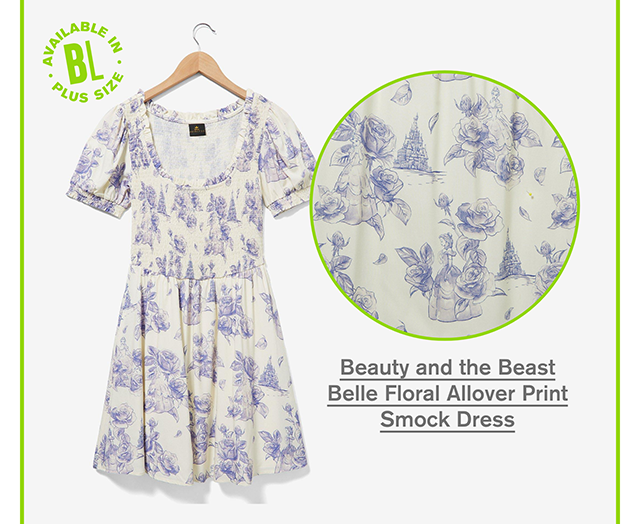 Beauty and the Beast Belle Floral Allover Print Smock Dress