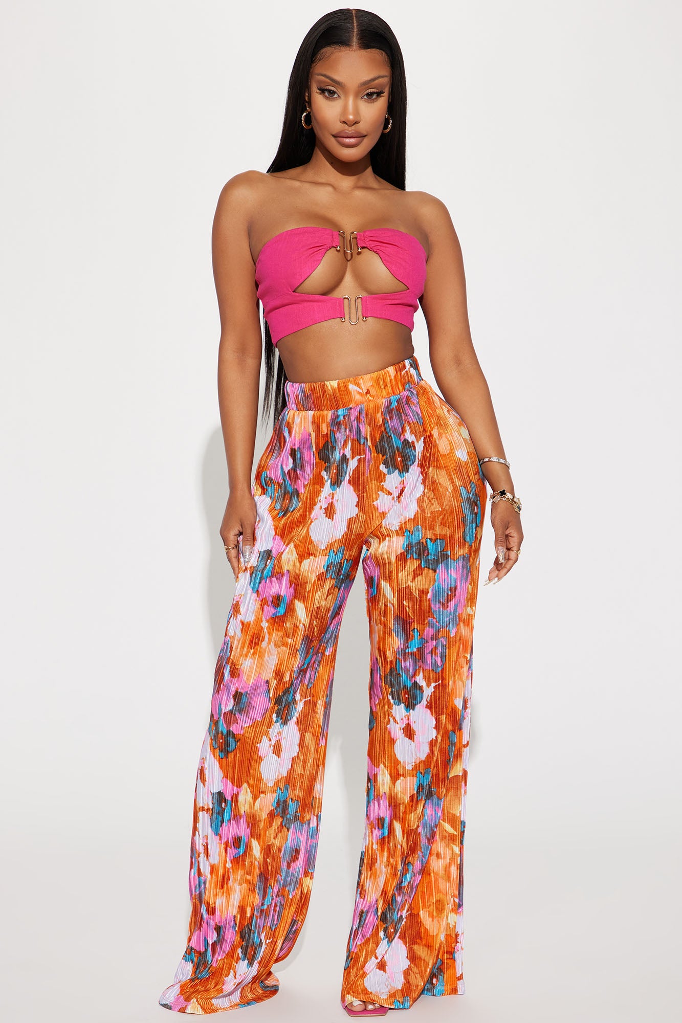 Image of Pure Bliss Printed Plisse Pant - Multi Color