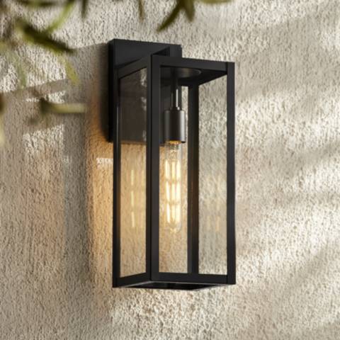 Titan 17" High Mystic Black and Glass Outdoor Wall Light