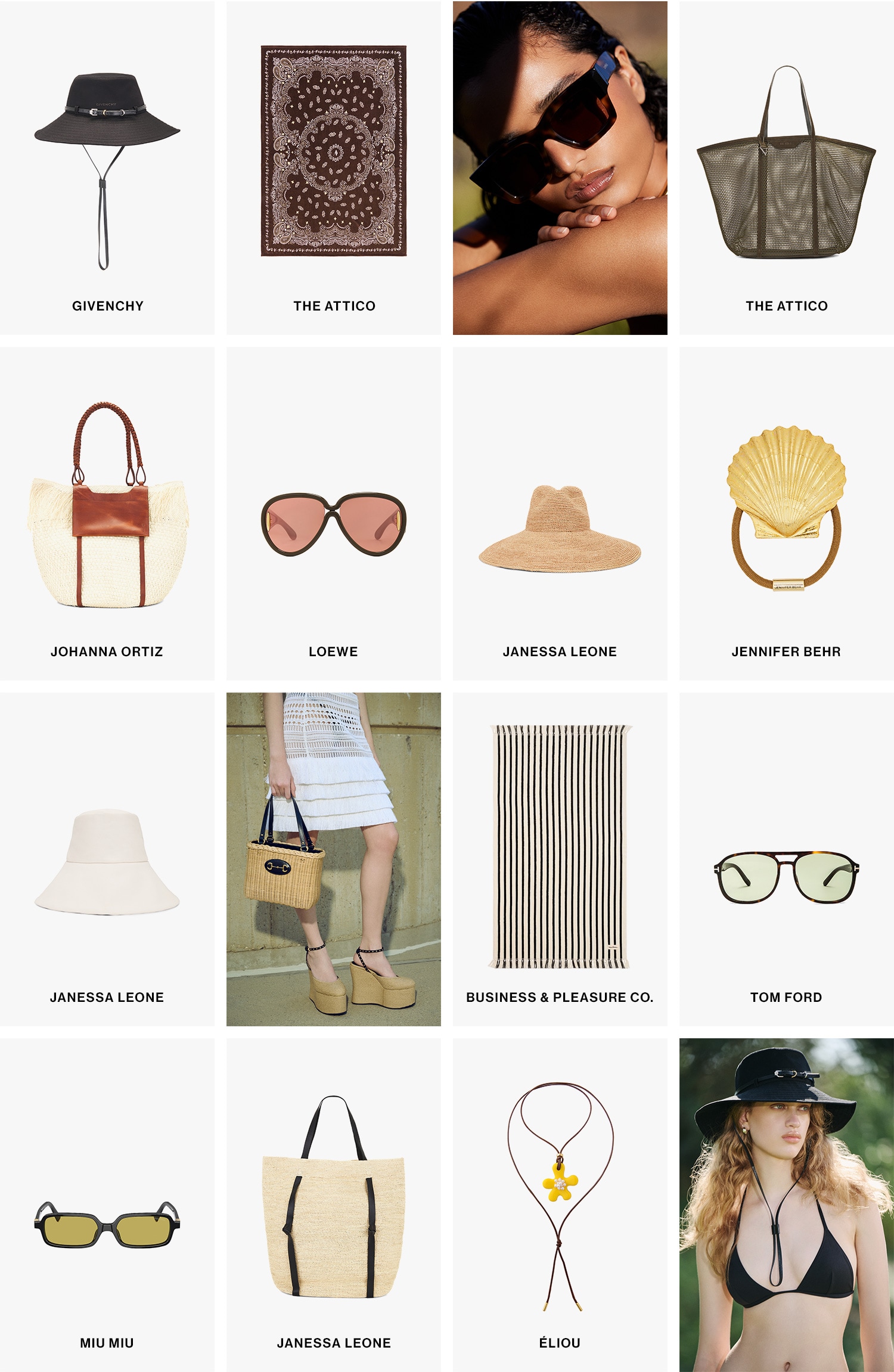 The Summer Accessories Edit DEK: From The Attico's netted tote to chic resin and freshwater pearl jewelry from Eliou, discover the must-have accessories of the season sure to elevate your summer style.  CTA: Shop Now