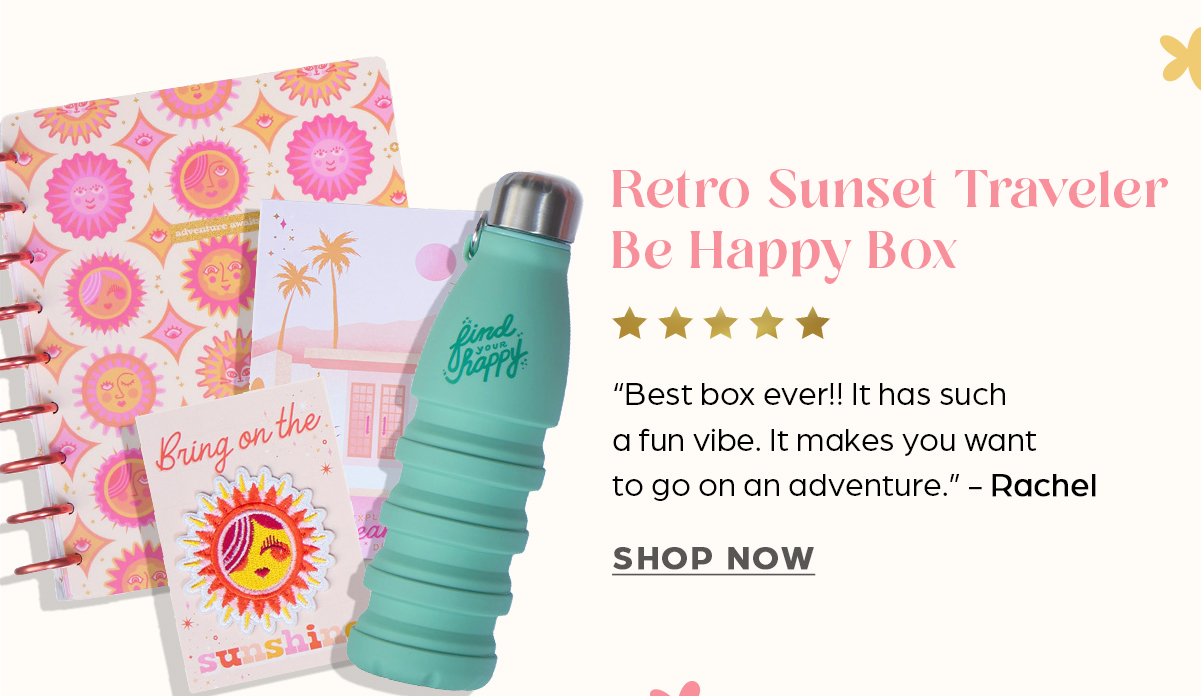 Retro Sunset Traveler Be Happy Box