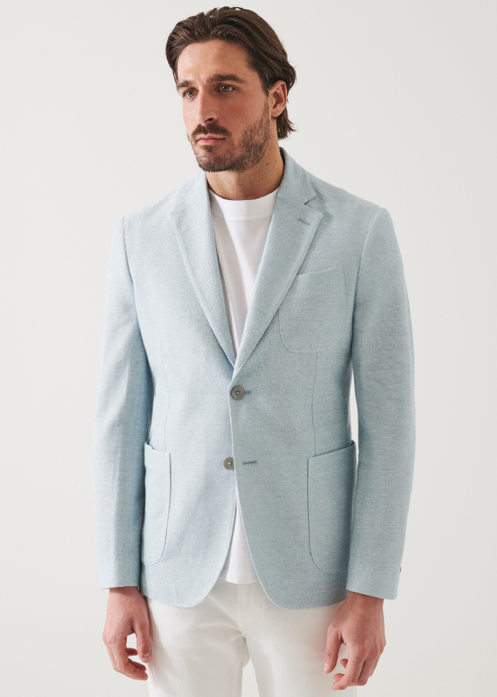 TEXTURED COTTON LINEN BLEND BLAZER