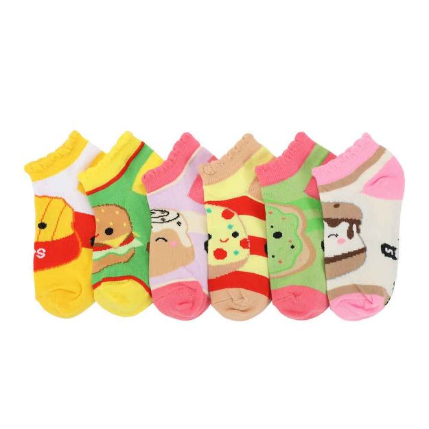 Squishmallow Youth 6 Pack Ankle Socks - Food Squad