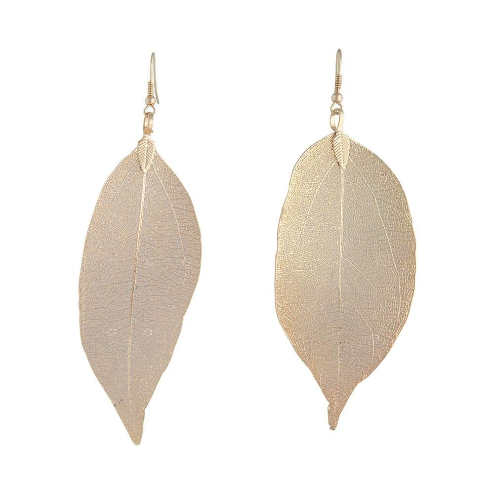 Image of Gold Natural Leaf Earrings