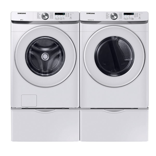 Samsung 4.5 CuFt Smart Front Load Washer With 7.5 CuFt Electric Dryer In White