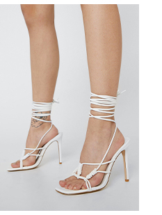 Strappy Square Toe Stiletto Heels