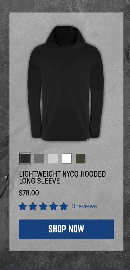 Lightweight NYCO Hooded Long Sleeve in Meteorite