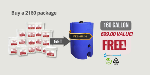 Free 160 Gallon water tank with 2160 Serving package purchase!