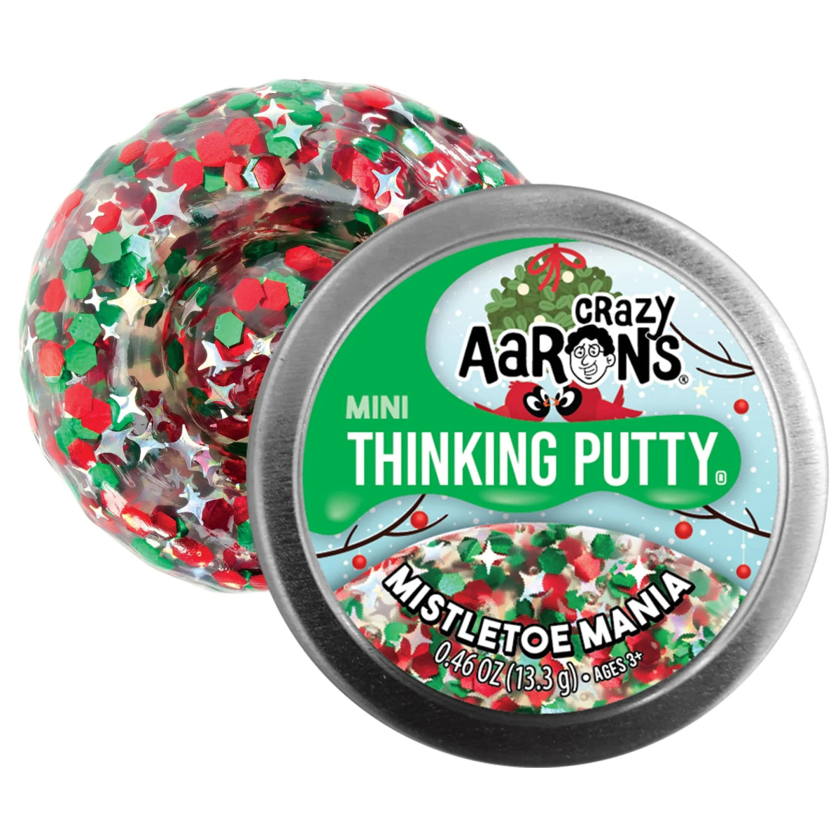 Crazy Aarons Mistletoe Mania Mini 2 Inch Christmas Thinking Putty Tin