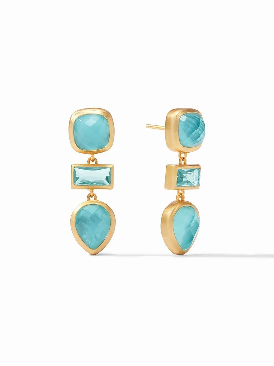 Image of Julie Vos Antonia Tier Earrings in Iridescent Bahamian Blue