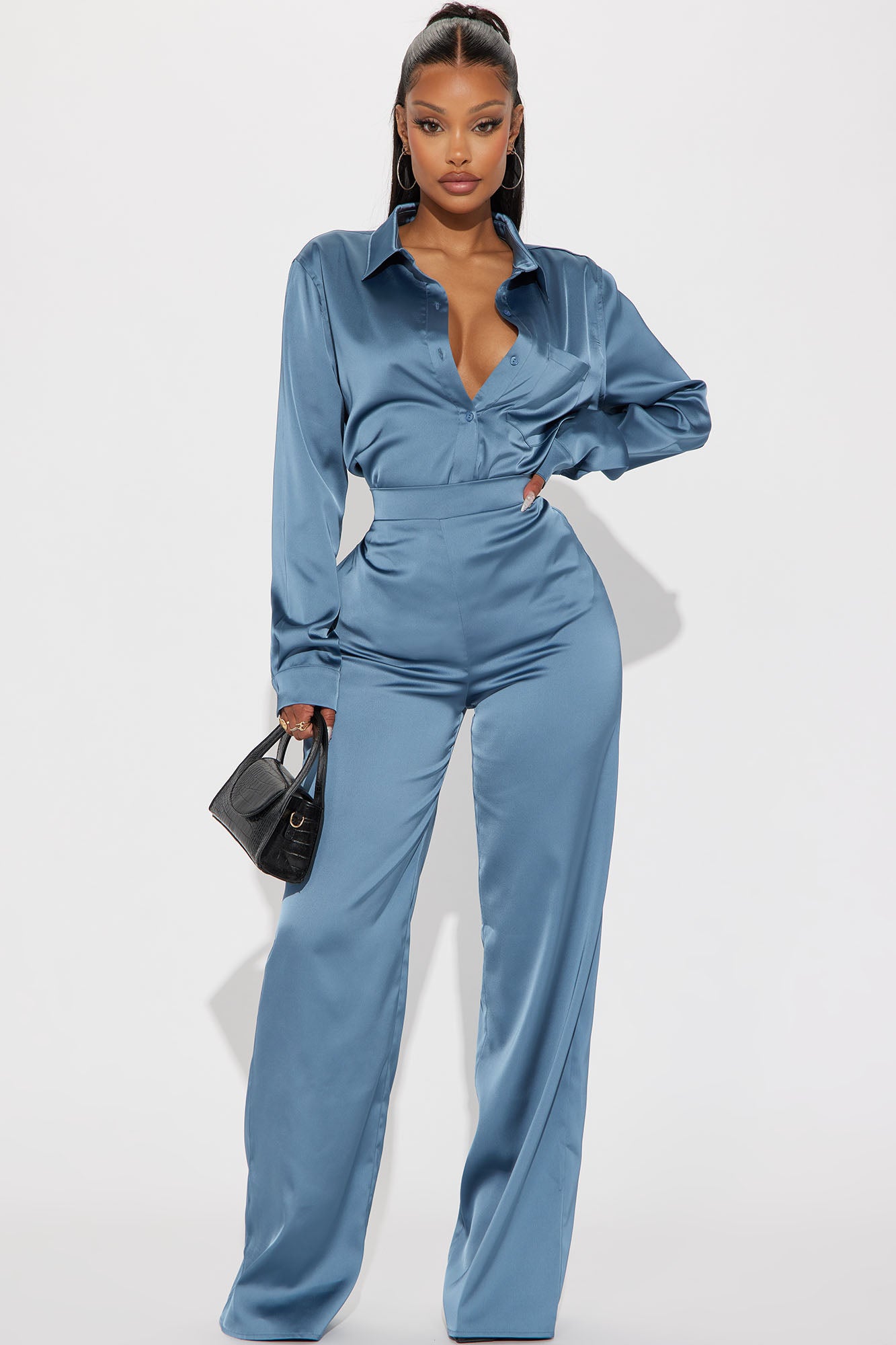 Image of Makenzie Satin Pant Set - Blue