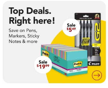 Top office supply deals. Save on pens, markers, sticky notes & more