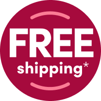 Red icon of free shipping* 