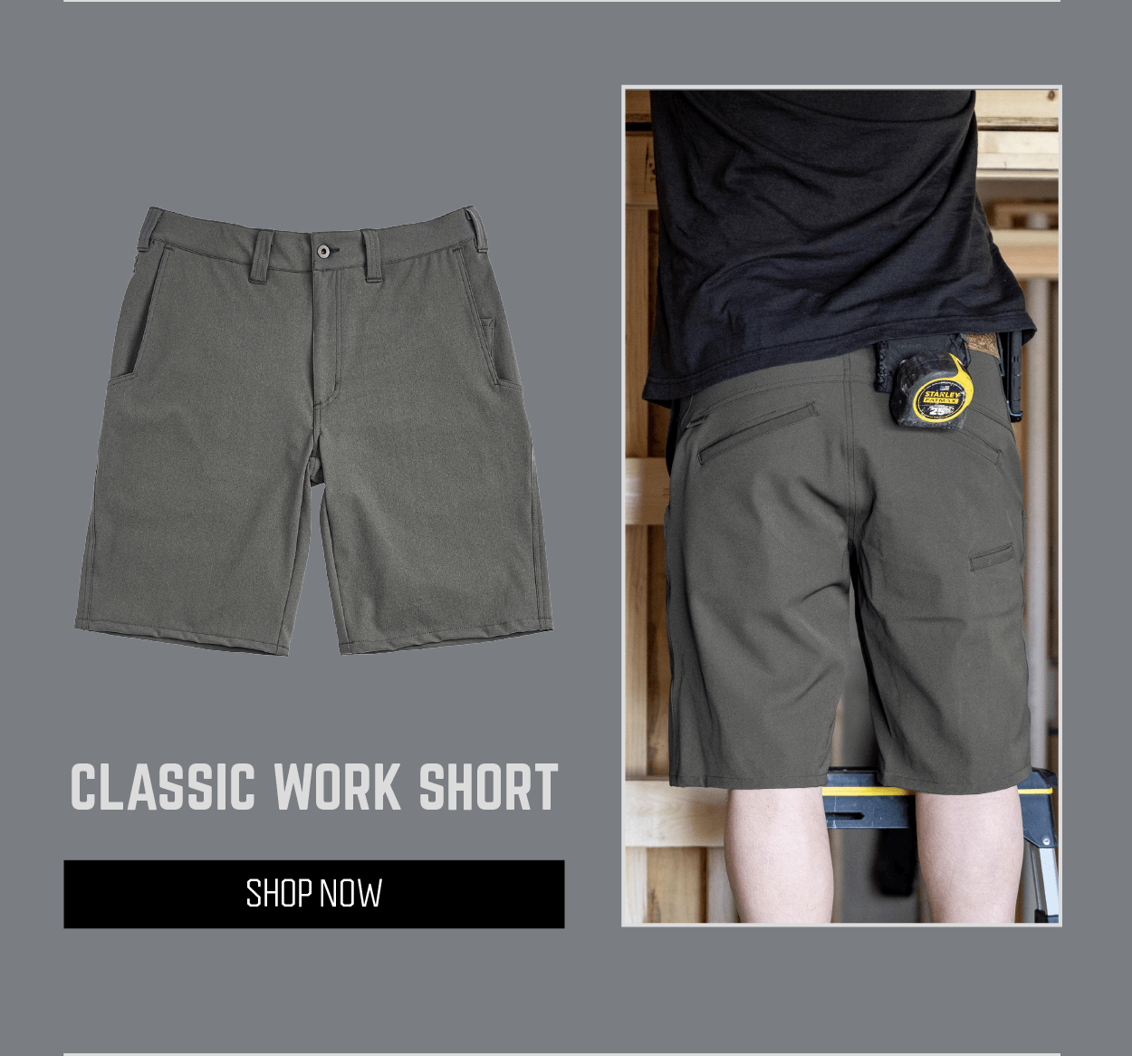 The Classic Work Short in Charcoal