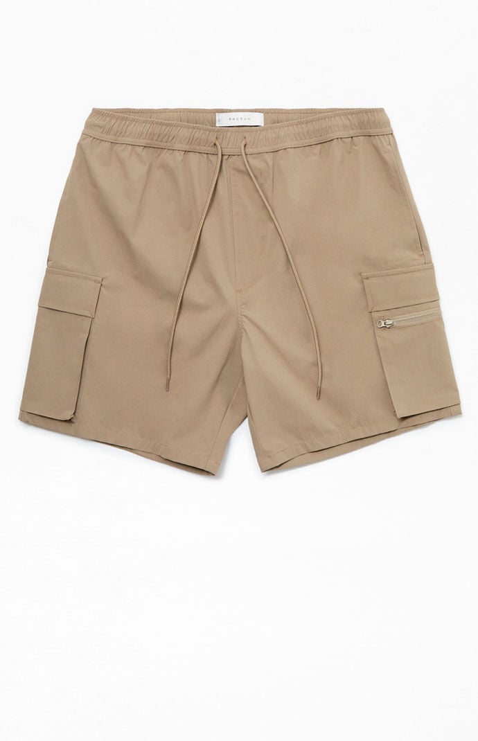 Image: Brown Stretch Cargo Shorts