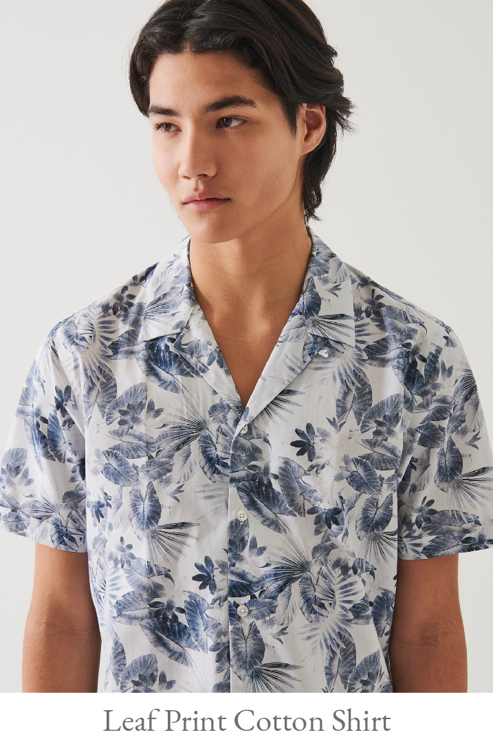 LEAF PRINT COTTON SHIRT