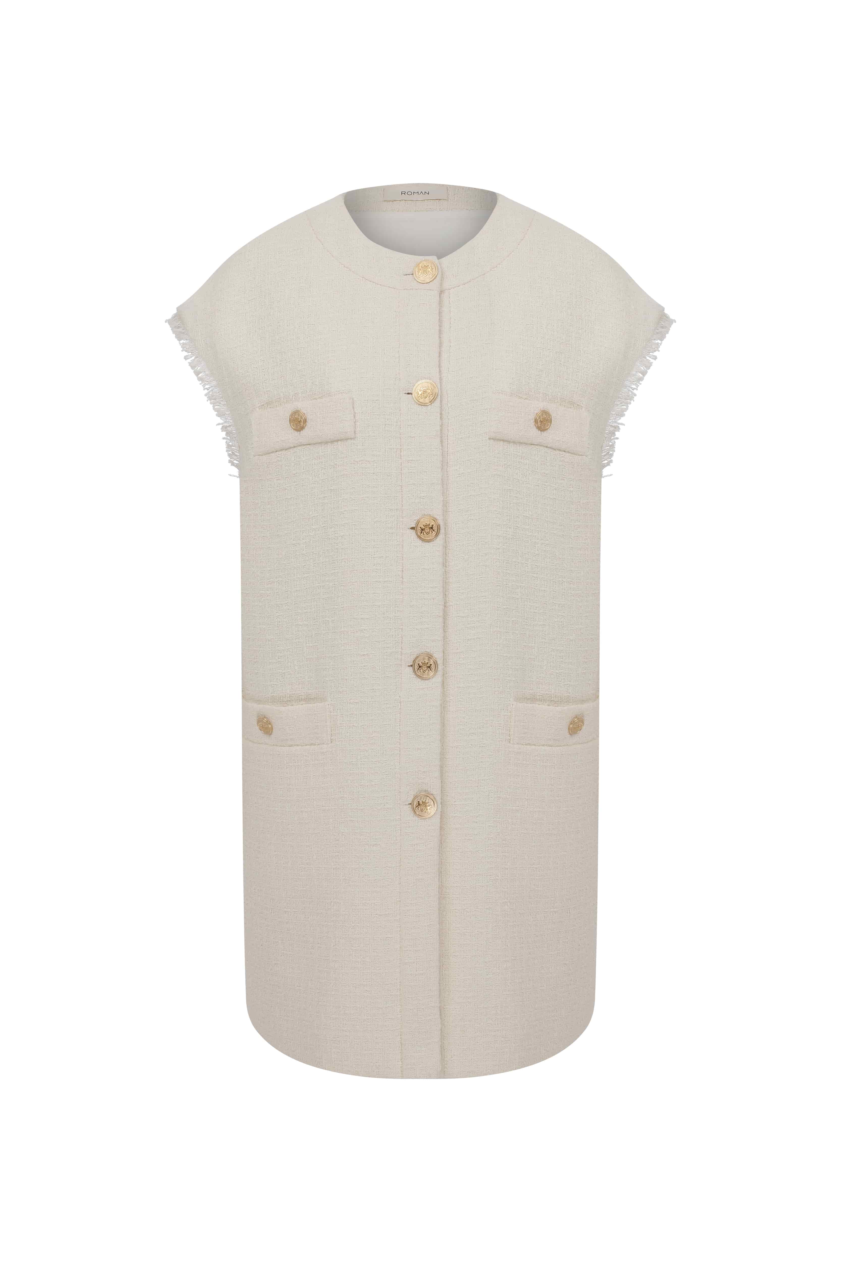 Image of Gold Buttoned Tweed Vest