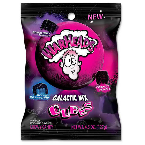 129490 -Warheads Galactic Cubes 4.5-Ounce Bags: 12-Piece Box