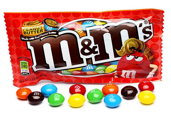 127617 - M&M's Candy Packs - Peanut Butter: 24-Piece Bo