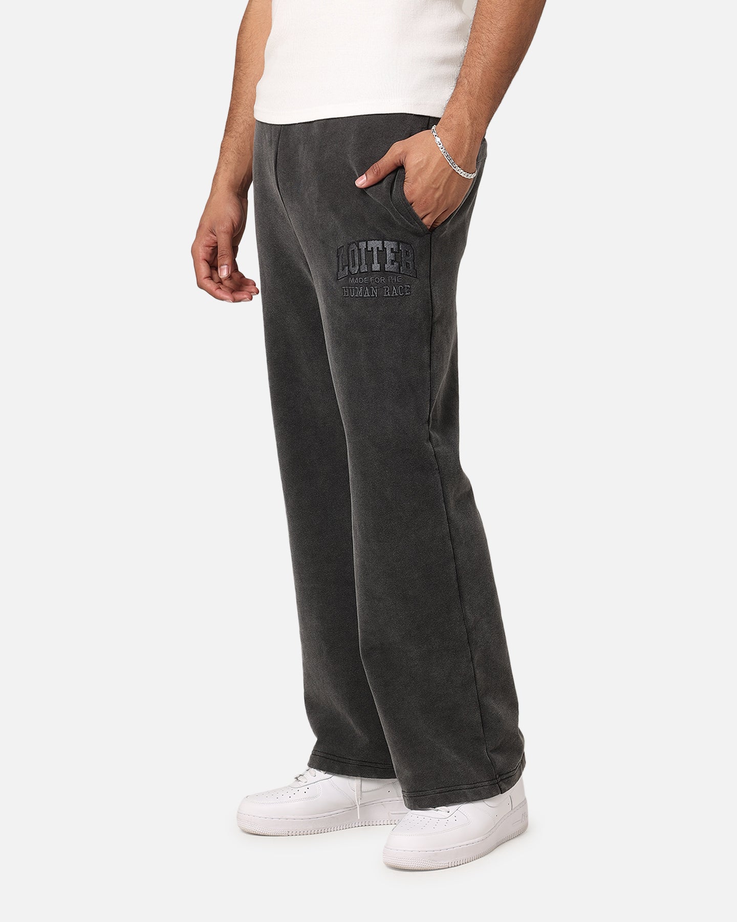 Image of Loiter College Dropout Trackpants Washed Black