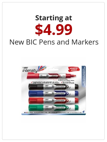 Starting at 4.99 New BIC Pens and Markers