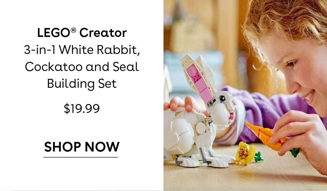 LEGO Creator 3 in 1 White Rabbit, Cockatoo and Seal Building Set $19.99 Shop Now