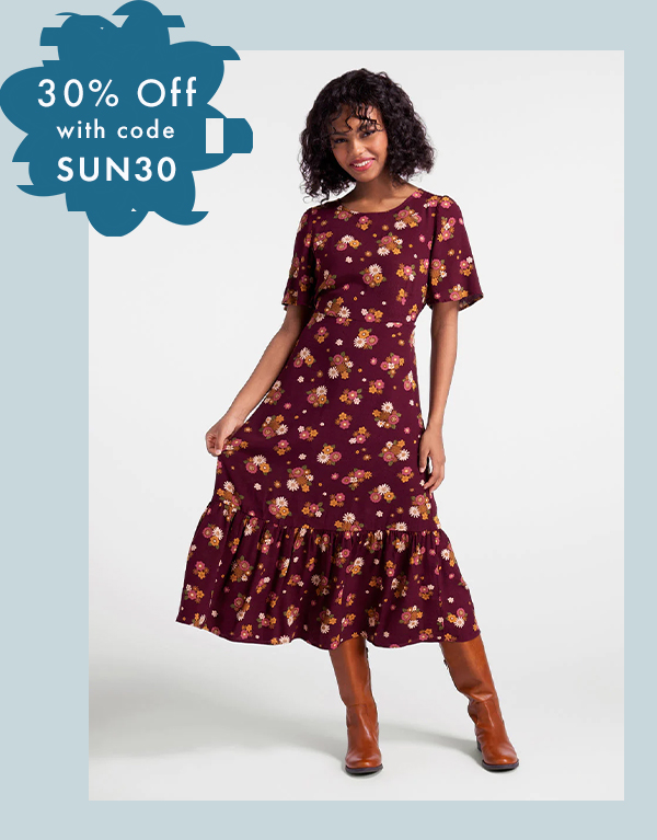 Autumnal Bouquets Midi Dress