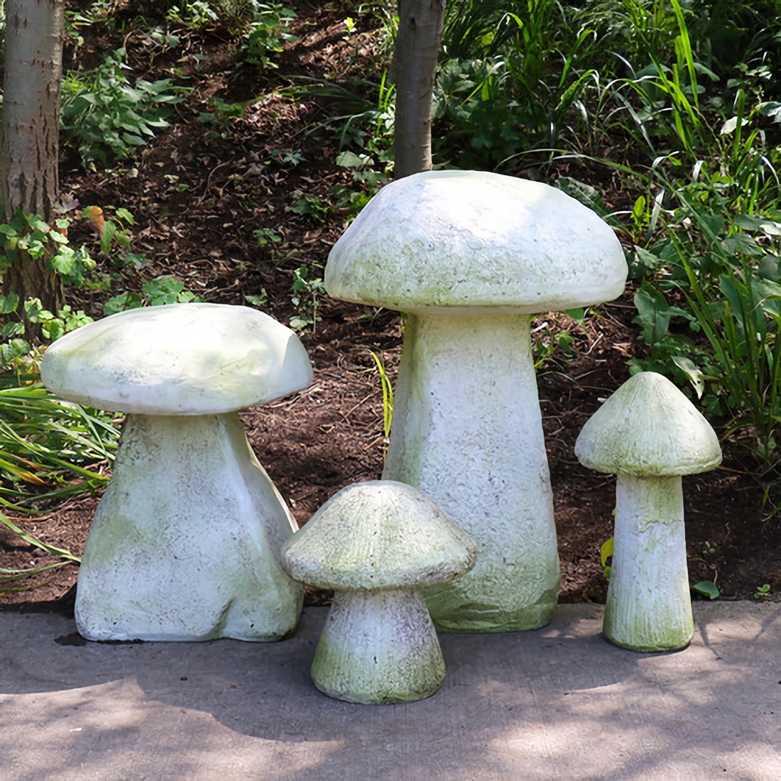 Blushing Meadow Mushroom Staddle Stone Sculpture