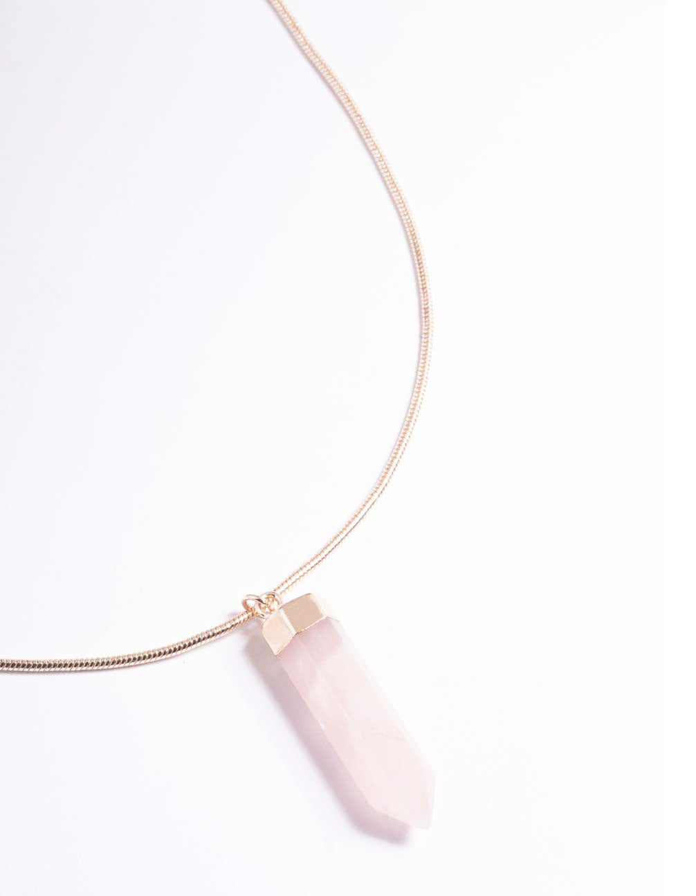 Image of Rose Gold Rose Quartz Shard Snake Chain Necklace