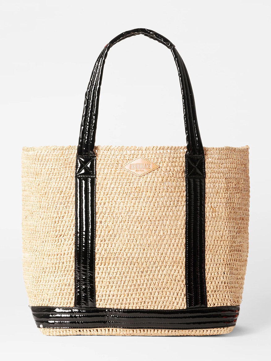 Image of MZ Wallace Large Raffia Tote in Raffia/Black