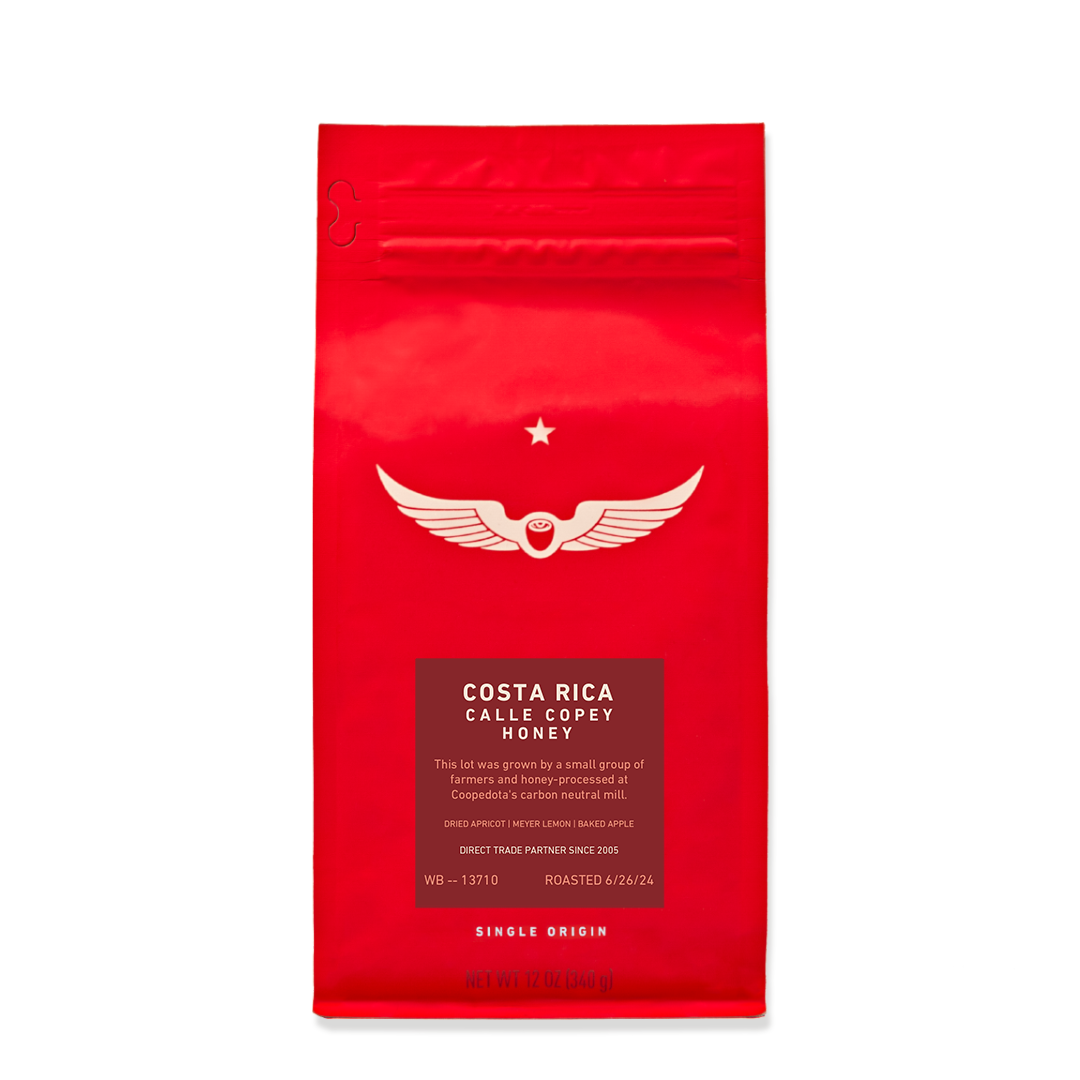 red coffee bag