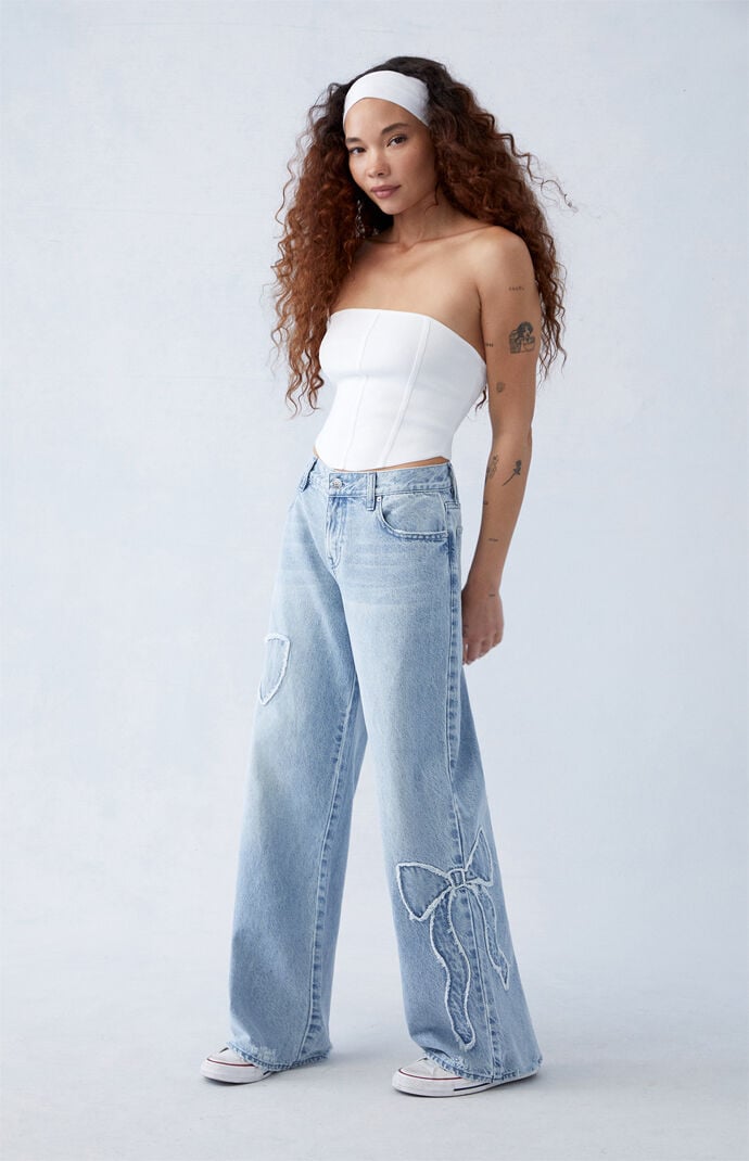 Image: Casey Light Indigo Bow Low Rise Baggy Jeans