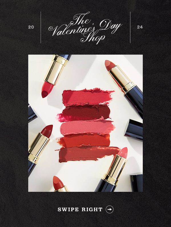 Valentine's Day Shop. Red lipstick. Swipe right.