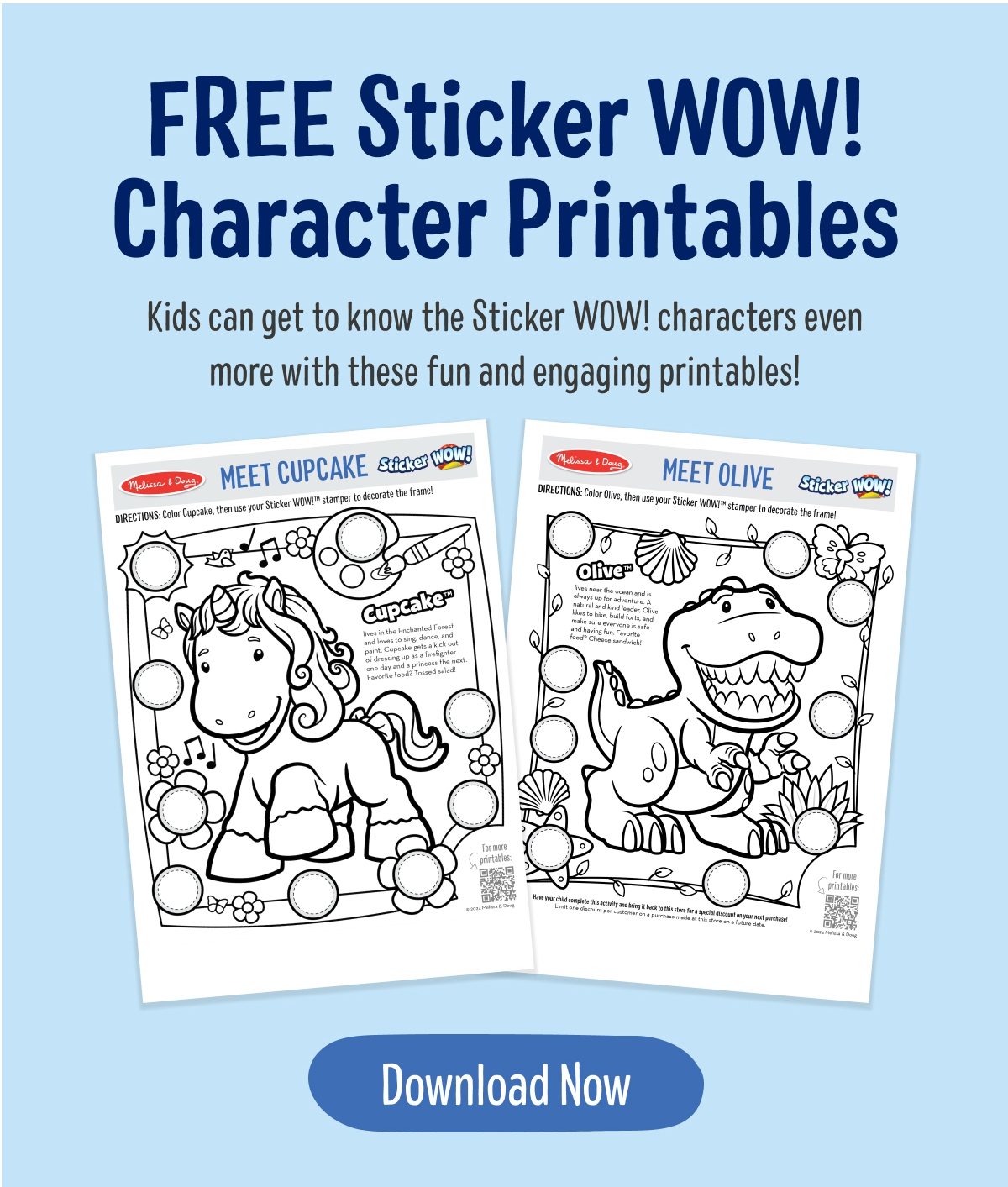 Free Sticker WOW! Character Printables