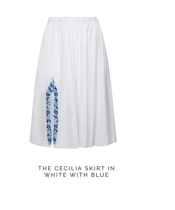 The Cecilia skirt in white with blue