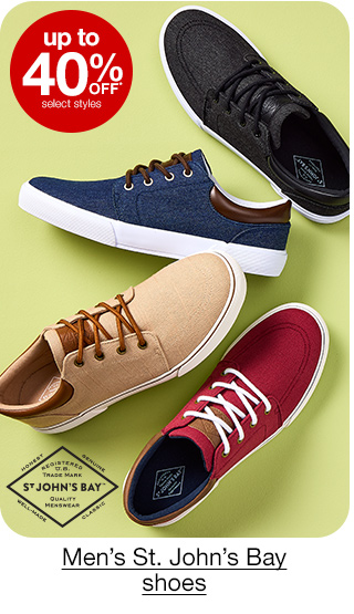 up to 40% off* select styles Men's St. John's Bay shoes