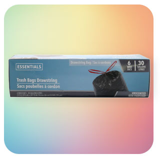 6-pk. drawstring trash bags