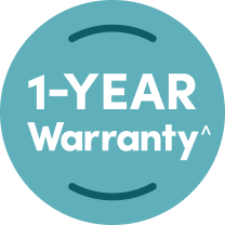 Blue icon of 1 year of warranty included