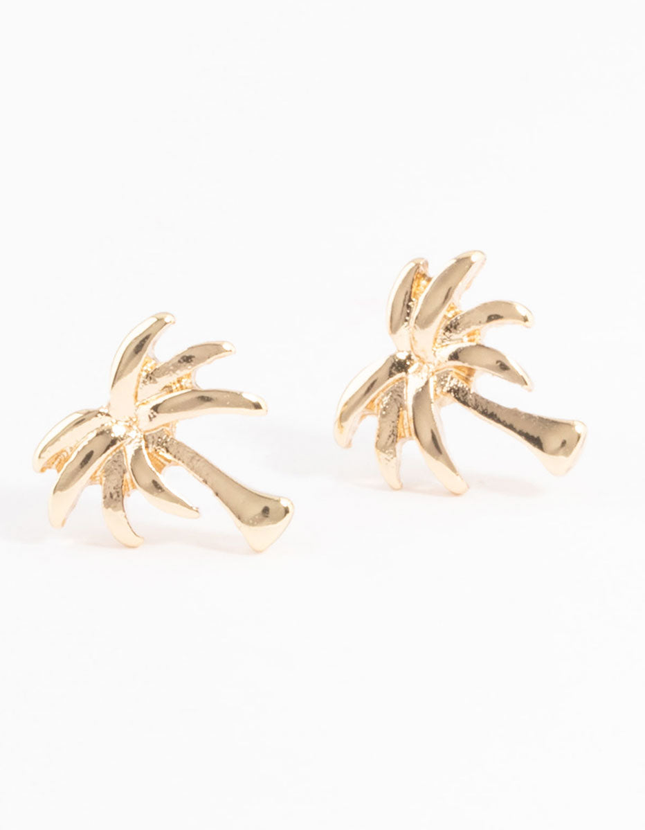 Image of Gold Palm Tree Stud Earrings