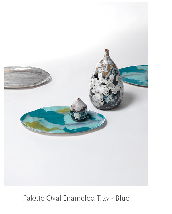 Palette Oval Enameled Tray in Blue - SHOP NOW