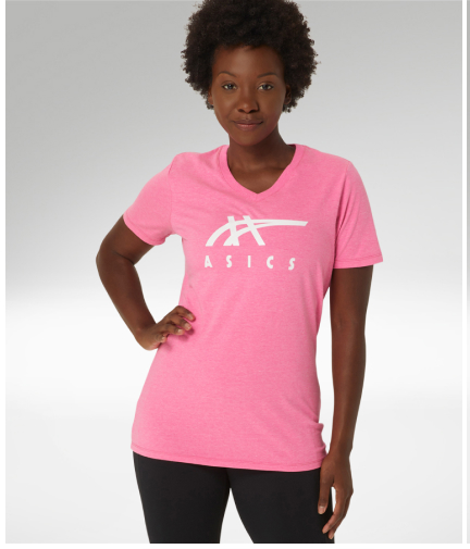 WOMEN'S ASICS STRIPES V-NECK