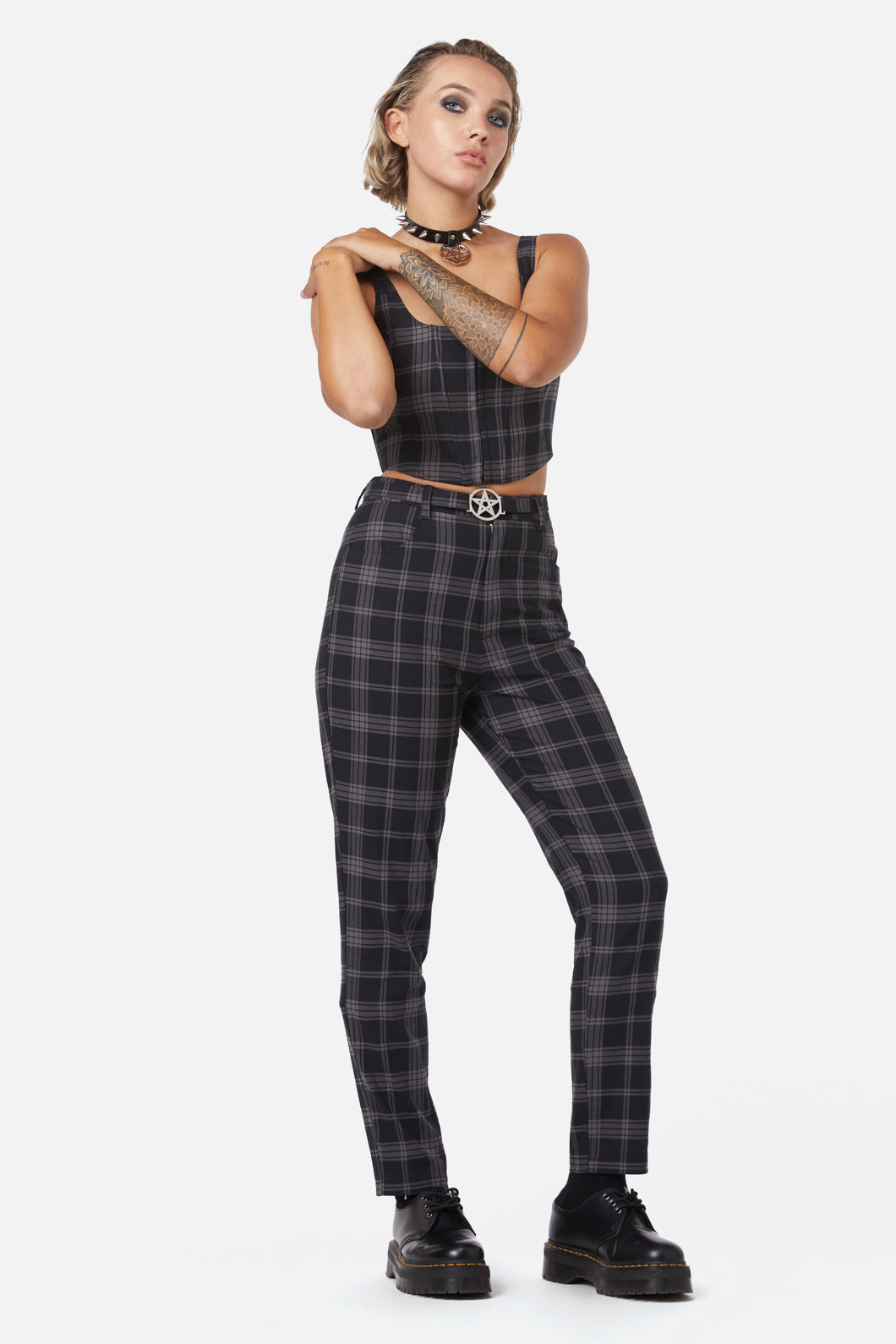 Image of Victoria Tartan Fitted Pants