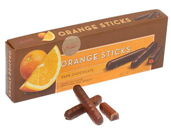 131344 - Dark Chocolate Covered Orange Jelly Candy Sticks: 10.5-Ounce Gift Box