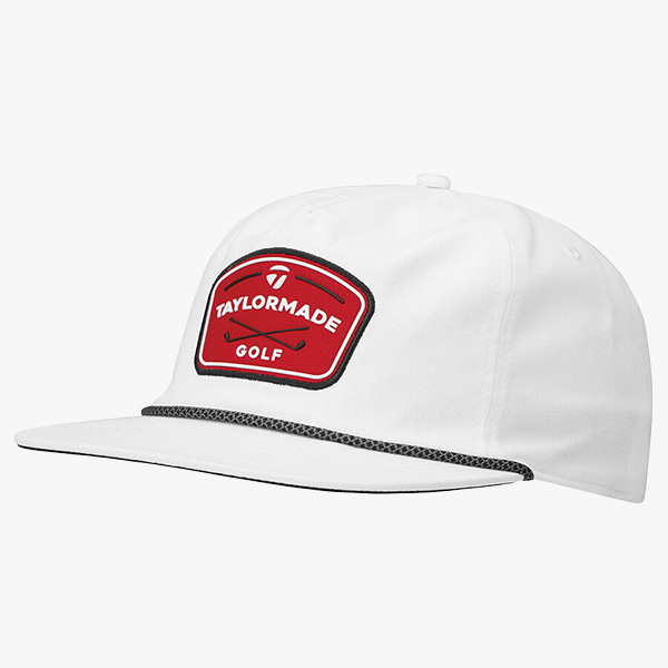 Daytona Rope Snapback Hat in white and red