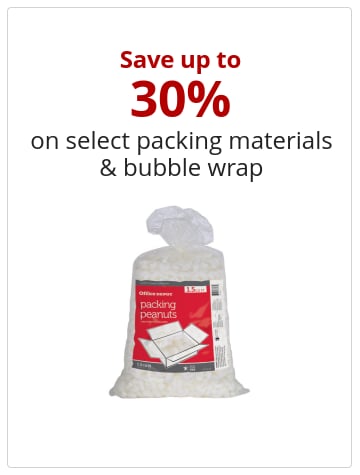 Save up to 30% on select packing materials & bubble wrap