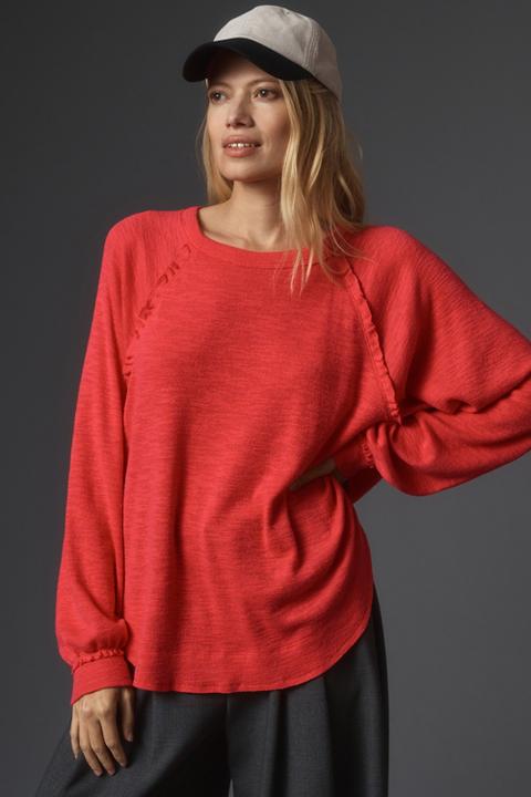 Pilcro Ruffled Raglan Thermal Top